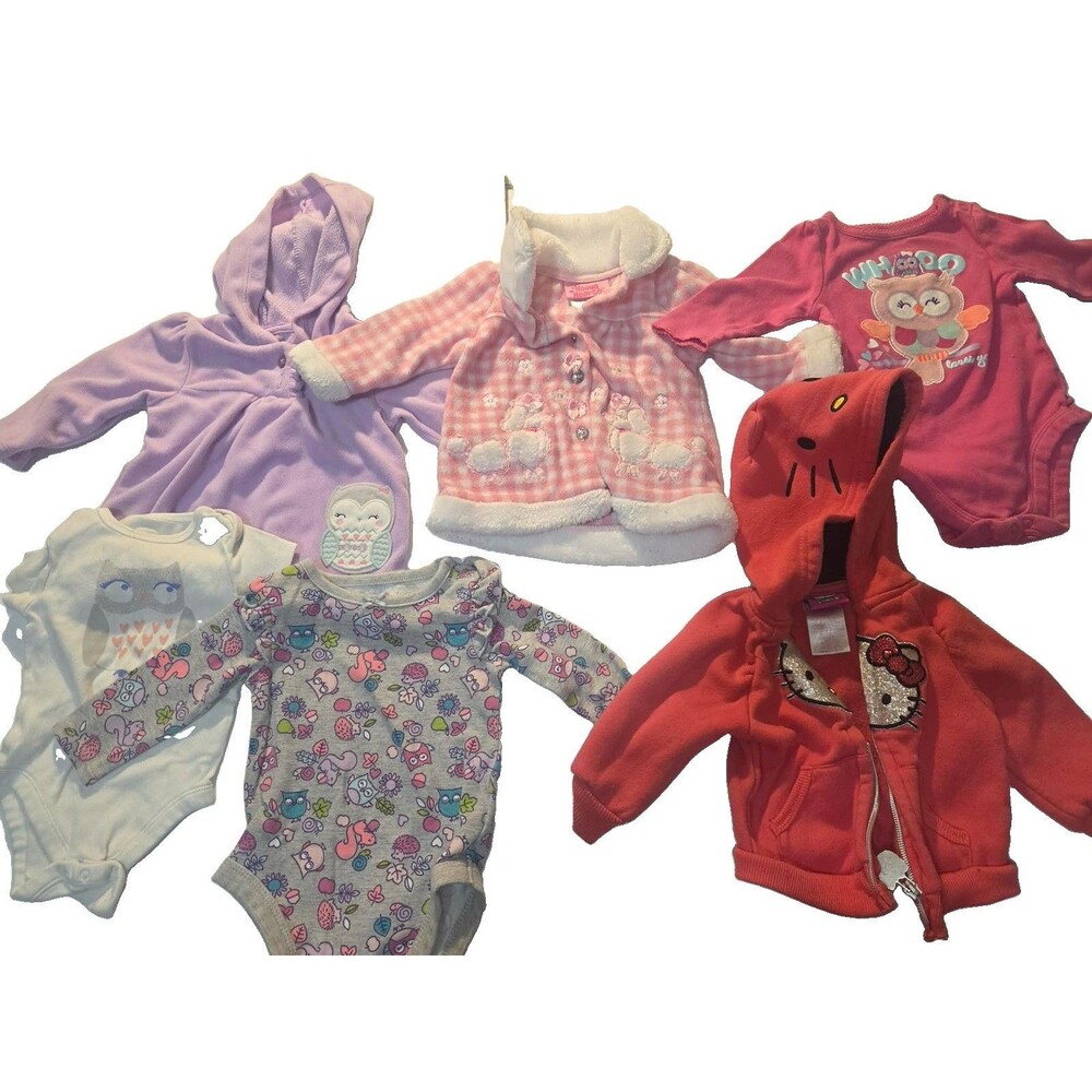 Baby Girl 3-6 Months Clothing Lot 6 Pieces Including Hello Kitty Hoodie